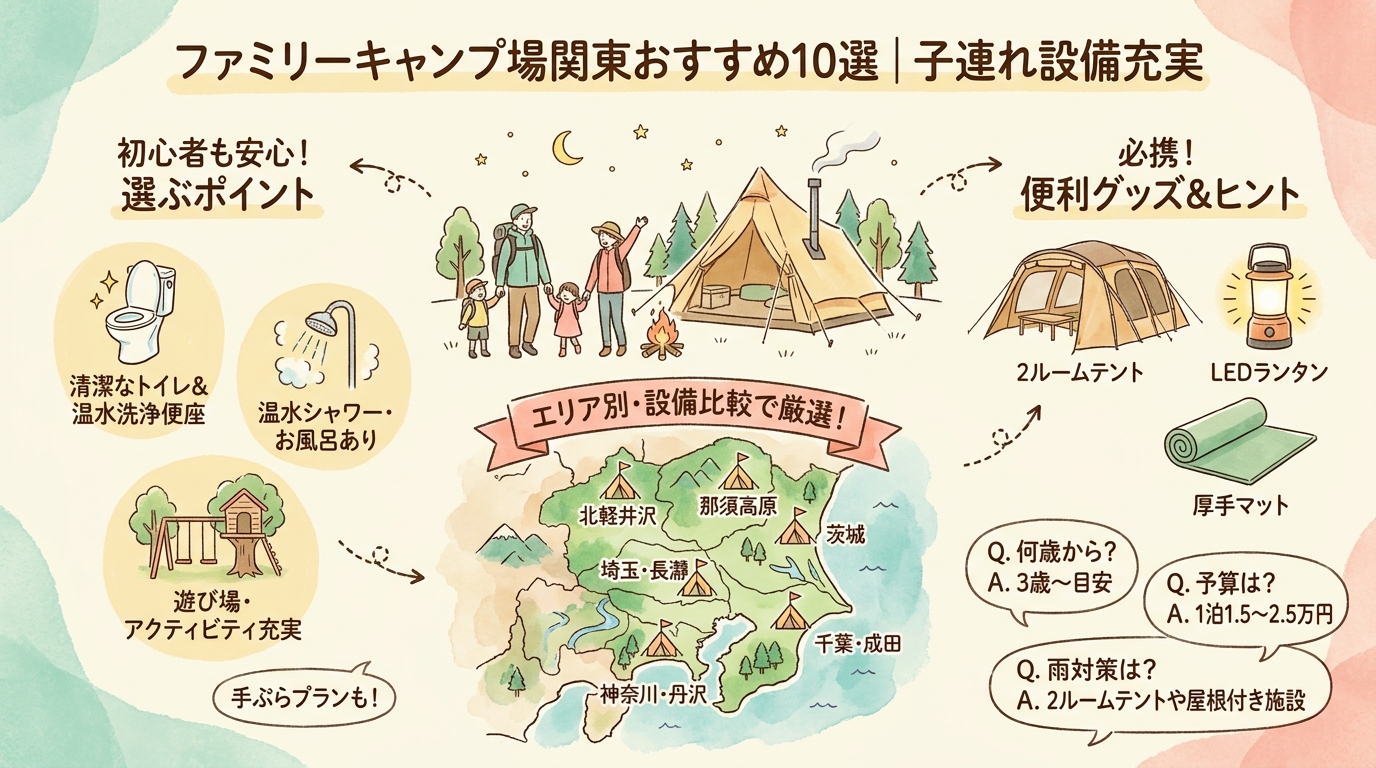 ファミリーキャンプ場関東おすすめ10選｜子連れ設備充実
