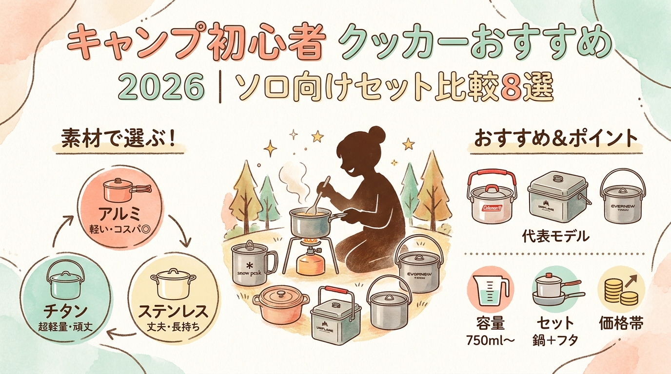 キャンプ初心者クッカーおすすめ2026｜ソロ向けセット比較8選