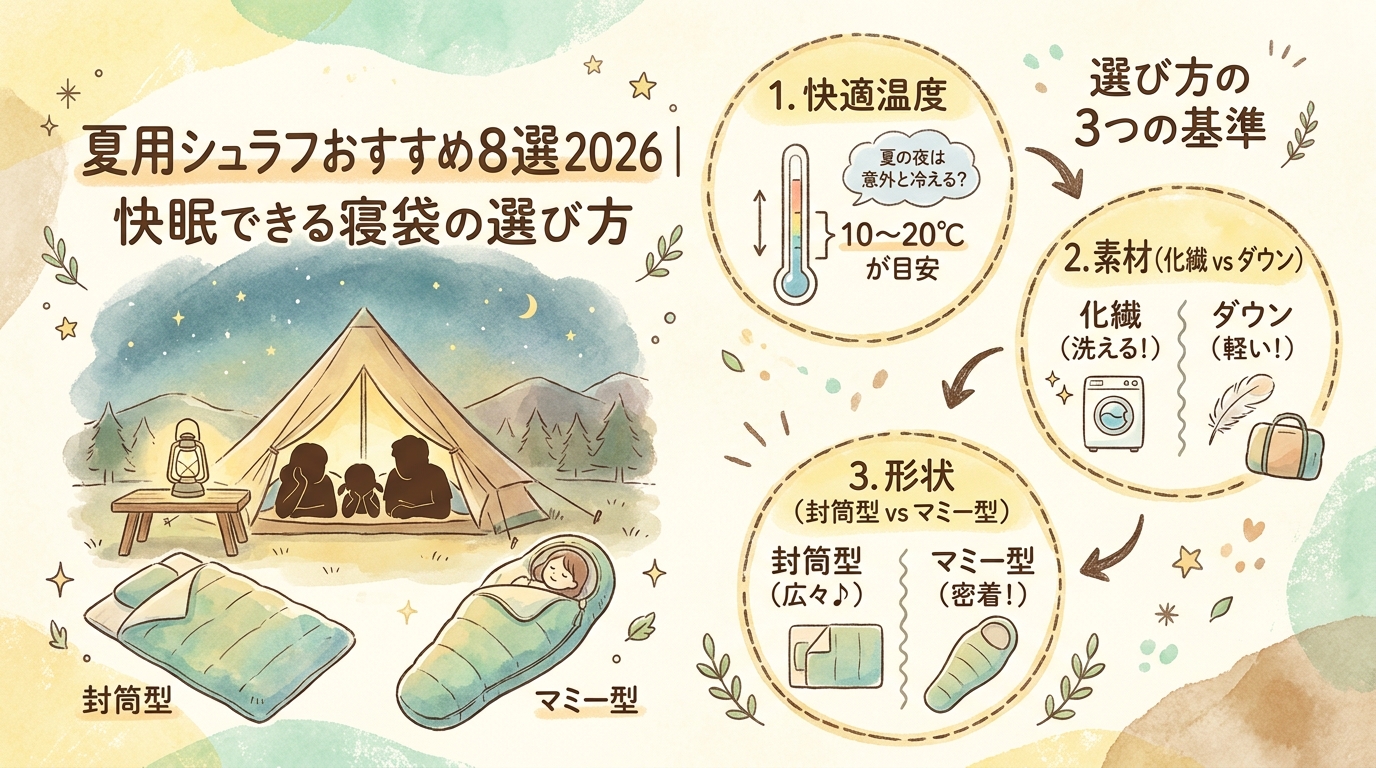 夏用シュラフおすすめ8選2026｜快眠できる寝袋の選び方